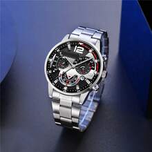 3 件/5 件男士手表礼品套装 + 钱包 + 眼镜、钥匙扣、钢笔 - 时尚、运动、优雅、奢华、个性化男士手表，专为男士设计，必备日常配饰，非常适合感恩节、周年纪念日、圣诞节礼物 - 黑色 - 查看 12