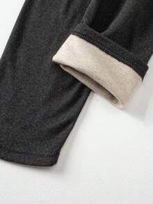 2pcs Men's Fashion Thermal Underwear Set, Autumn/Winter Warm Base Layer Knit Sweater - Dark Grey - View 10