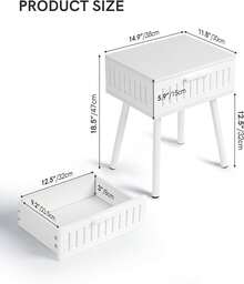 SUMGAR Nachttisch Weißer Beistelltisch mit Schublade Modern Nachtschrank kleines Bedside Table mit Beine aus Massivholzholz 30 cm Breit Nachtkästchen für Schlafzimmer Wohnzimmer Zimmer Deko