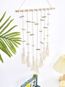 1 pieza Colgante de pared de encaje y tejido a ganchillo estilo bohemio con pinzas para fotos, decoración artesanal bohemia blanca para el hogar, adecuado para decoración de pared en dormitorios, apartamentos, dormitorios - Multicolor - Ver 1