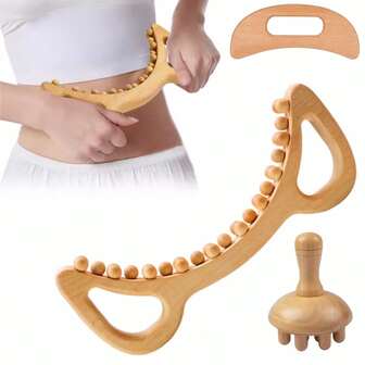 Wooden Mushroom Shaped Massage Roller Tool, Manual Massager For Deep Tissue Massage On Neck, Legs, Back