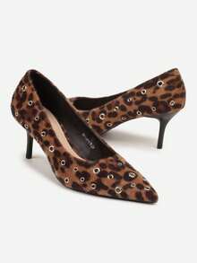 Vices Leather Studded Stilettos - Mocha Brown - View 5