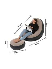 Music Festival Inflatable Sofa With Footrest, Set - Brown - View 7