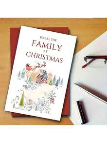 1pc Interesting Christmas Greeting Card With "Merry Christmas To All Families" Text, Decorated With Christmas Elements To Express Warm Christmas Wishes To The Recipient, A Great Gift For Family And Friends On Christmas And Other Special Occasions. - Multicolor - View 8