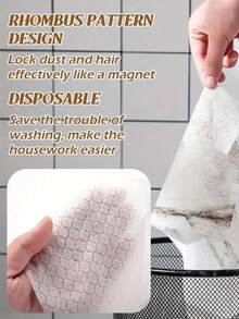 1pc Japanese Style Disposable Static Dust Removal Paper Mop, Slouchy Person Dust Removal Paper Mop, Iron Rod Type Small Flat Mop - Grey - View 7