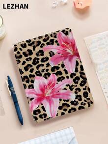 1 件豹纹和粉色芙蓉花图案平板电脑保护壳，兼容 iPad 10.2、iPad Pro 11" 2021/2020/10th Gen、iPad Mini 4/5/6、iPad (A16) 11" 11th Gen 2025、Galaxy Tab A8 10.5" 2022、Matepad 10.4/Tab、带铅笔槽、防摔、平板电脑支架保护套 - 彩色 - 查看 5