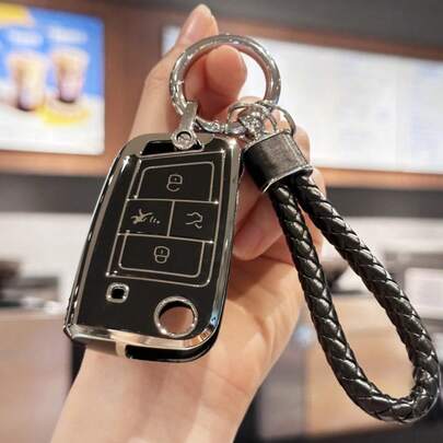 Funda para llavero con llavero como accesorio para Atlas, Golf, GTI, Jetta, Tiguan, protección completa, 4 botones, regalo de Navidad