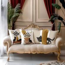 Vibrant 1/2/4pcs Cat Lover's Delight Throw Pillow Cover - Double-Sided Abstract Kitten Design, Machine Washable, Zippered Polyester Cushion Case, Soft And Cozy, Perfect For Sofa, Bed, Chair - 17.7x17.7 Inch - Insert Not Included - Multicolor - View 2