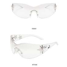 1-Piece Large-Frame Women's Multi-Color Y2K Fashion Sunglasses, Sporty Sunglasses, Fashion Sunglasses With Bohemian Style, Suitable For Parties And Summer Travel, Beach Accessories, Christmas Gifts. - 灰色 - 查看 3