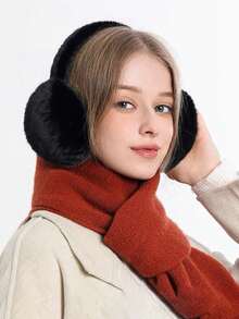 1 Pack Winter Earmuffs Foldable Fluffy Ears Plush Fluffy Warmer Women's Cute Earmuffs With Plush Heat Liner Furry Winter Outdoor Cold Weather Winter Accessories