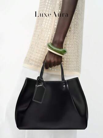 新款休闲日常女士手提包，带缝线装饰，时尚单肩手提包，适合日常、旅行和搭配