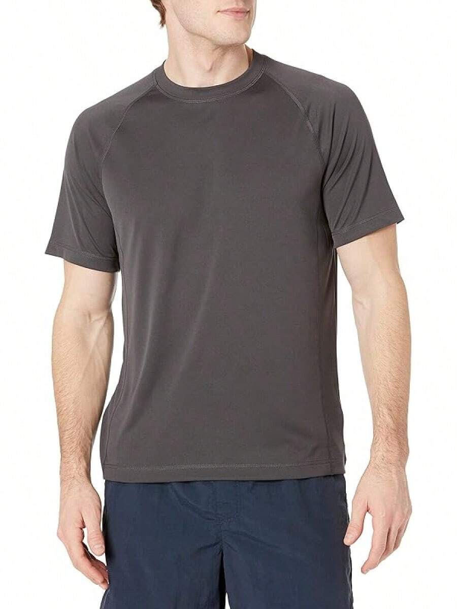 Essentials Men's UPF 50 Quick Dry Short Sleeve Swim Shirt - 深灰色 - 查看 1