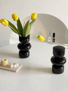 1 pieza/2 piezas Jarrón de vidrio transparente rosa, jarrón de burbuja de vidrio de 7 pulgadas de colores, jarrón de vidrio de tres capas para decoración de flores en el hogar/oficina/bodas/mesas de fiesta