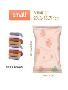 3个/1个真空收纳袋，节省空间的真空密封袋，樱花图案太空袋，用于衣服、被子、毛毯、床上用品的真空密封袋