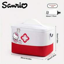 Sanrio 1 حقيبة تخزين الأدوية من سانريو - منظم من قماش الأكسفورد ذو سعة كبيرة وأقسام متعددة للاستخدام المنزلي والسفر والمستشفى والخارجي