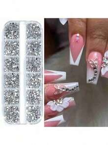 12 ô đính đá trang trí móng tay nhiều kích cỡ, đá acrylic 3D, ngọc trai, phụ kiện trang trí móng tay DIY, vật tư làm móng. - Nhiều màu - Xem 5