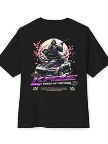 Kaze Speed Of The Wind Unisex Oversized Boxy Tee, Casual Streetwear, Anime-Inspired T-Shirt, Gift Fo - màu đen - Xem 1