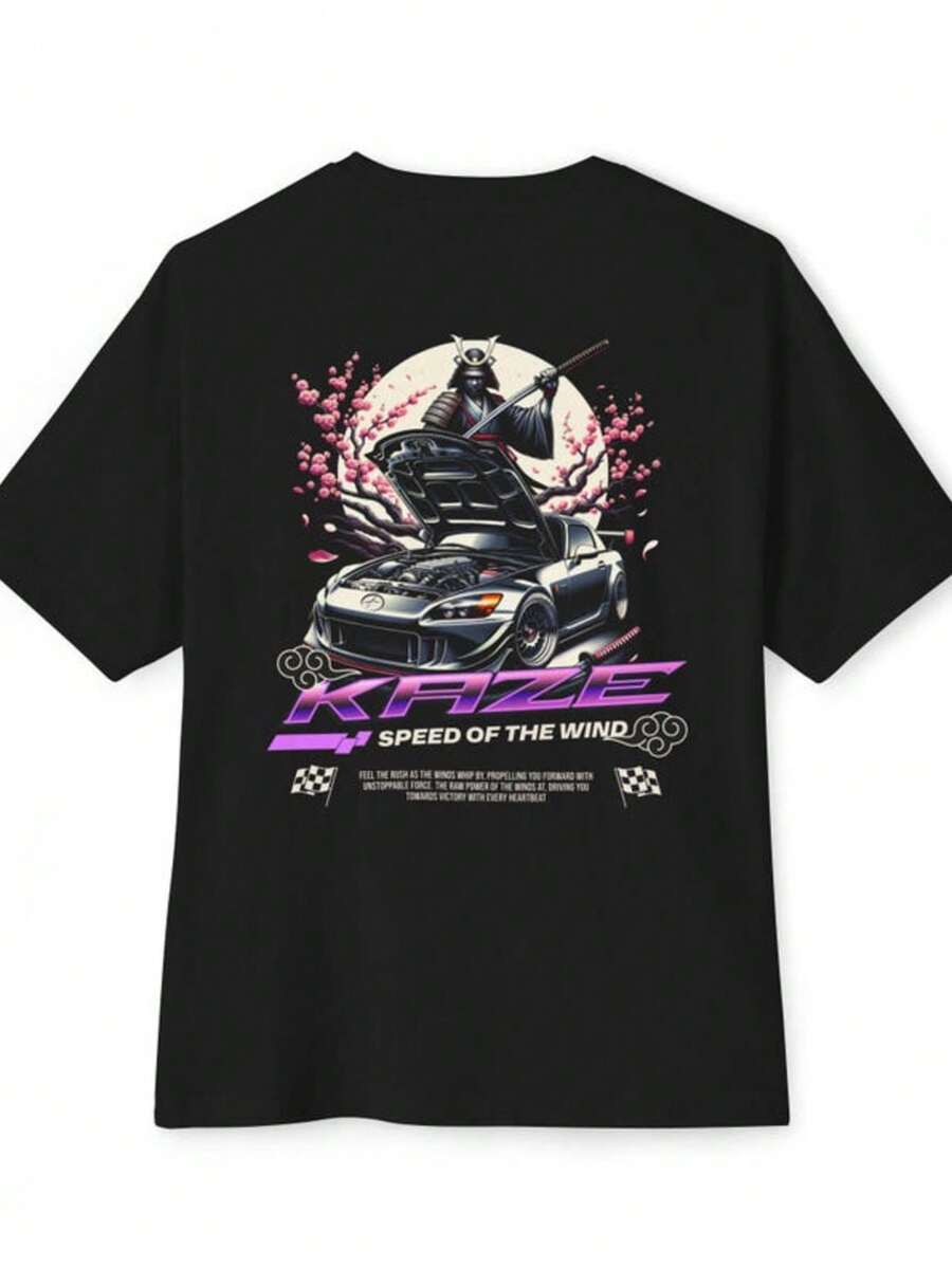 Kaze Speed Of The Wind Unisex Oversized Boxy Tee, Casual Streetwear, Anime-Inspired T-Shirt, Gift Fo - màu đen - Xem 1