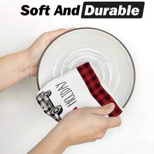 2pcs Christmas Cutlery Towels, Kitchen Towels With Christmas Tree Design, Red And Black Checkered Pattern, Kitchen Towel Set, Christmas Velvet, Christmas Decorations, Christmas Ornaments, Home Christmas Decorations, Kitchen Accessories, Cleaning Supplies, Kitchen Supplies, Kitchen Tidying Up. Winter Room Decor