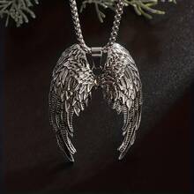 Vintage Silver Angel Wing Pendant Necklace, Perfect Gift For Both Men And Women - 銀色 - 查看 10