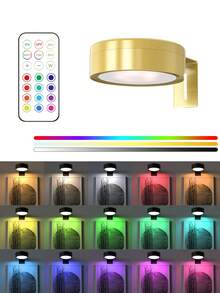1/3/4/5/6入 無線金屬壁燈 LED 畫作燈 電池供電 磁吸式無線壁燈 射燈 展示燈 3種照明模式 藝術展示燈 150mAh 遙控夜燈 閱讀燈 - RGB款 - 查看 12
