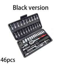 46pcs/Set Multi-Function Car Repair Tool Kit, Ratchet Wrench Set Including Sockets, 1/4" Drive, Chrome Vanadium Steel Extensions, For Automotive Maintenance And Home Use - Chrome Steel Structure - Multicolor - View 11