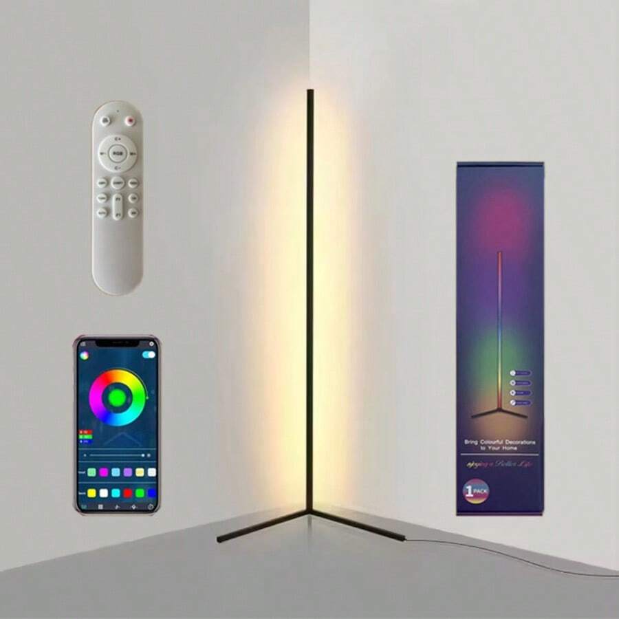 LED Corner Floor Lights -16Million DIY Color Changing, RGB Smart Modern Lights With Remote Control And APP Control, USB Power Supply, Four Modes With Music, Game Room, Living Room Office And Party Decor