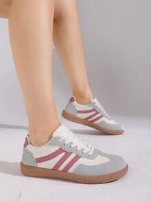 女士休闲运动鞋、公路跑鞋、平底运动鞋、配套运动裤、短裤、裙子和百搭过膝袜 - 米粉紅 - 查看 3