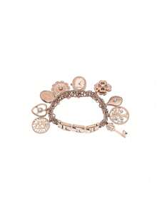 Anne Klein 女士金色水晶点缀魅力手链腕表，搭配珍珠母贝表盘，女士复古风格女士石英手链腕表，搭配椭圆形吊坠表壳和可调节表链 - 玫瑰金 - 查看 2