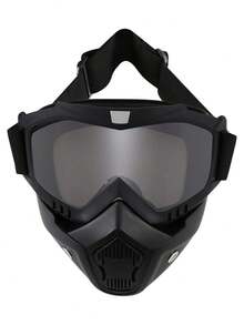 1pc Motorcycle Goggles With Detachable Face Mask - Off-Road ATV Motocross Glasses UV Protection Adjustable Riding Motorcycle Safety Goggles Racing Detachable Anti-Fog Warm Protective Eyewear - Multicolor - View 8