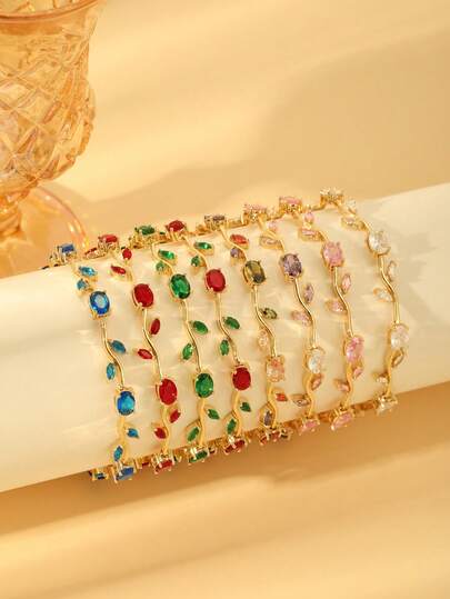 Kolorowa bransoletka tenisowa z łańcuszkiem z cyrkonii, modna biżuteria dla par, odpowiednia do codziennego noszenia przez kobiety