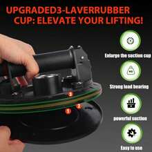 2x 8'' Saugheber 300KG Vakuumheber Saugnapf Hebefenster Glassauger mit Koffer Saugnäpfe Fliesenheber mit Ergonomischen & Stabilen Griff für Transport von Glasscheibe Terrassenplatten Laminat Glas