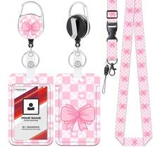 1pc (Badge Clip + Lanyard + Card Holder) Minimalist Microphone Pattern Nurse ID Badge Reel With Retractable Badge Scroll, Durable Keychain, Versatile ID Card Holder Lanyard, Suitable For Healthcare, School, Nurses, Medical Assistants, Social Workers, Office Use, Teacher's Day Gift - Multicolor - View 1