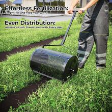 24-Inch Lawn And Garden Spreader Efficient Compost, Mulch, And Soil Applicator Perfect For Quick Top Dressing And Garden Care  24 Inch Garden Spreader Heavy-Duty Compost, Mulch, And Peat Moss Spreader Durable Lawn & Garden Top Dressing Tool Metal Mesh Basket For Even Distribution