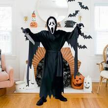 NetHong Kids Scream Ghost Face Cosplay Halloween Costume Death Fancy Dress &Mask&Knife - màu đen - Xem 5
