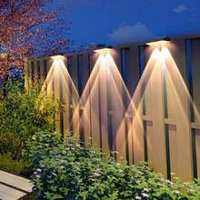 Super Bright Outdoor LED Solar Wall Lights White/Color Multi-Function Lighting Solar Fence Lights Outdoor Garden Decorative Porch Decorative Beautification Lights Solar Deck Lights