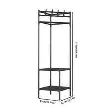 1pc Heavy Duty Clothes Hanger - Space Saving Freestanding Garment Rack With Hooks, Sturdy Metal Structure Suitable For Bedroom, Closet, Living Room - No Assembly Required, Black/White Modern Organizer For Clothes, Bedding, Corner Space Saver, Durable Storage Solution, Multipurpose Shelving Unit - Multicolor - View 4