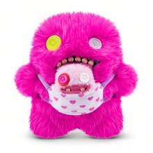 Spin Master Official Licensed Fuggler Mini Rascals 9 Plush Toy Set With Baby Fuggler Funny Ugly Monster Teeth Heart Bib Stuffed Animal Gift For Kids 2 Packs - Oogah Boogah (Pink) - View 3
