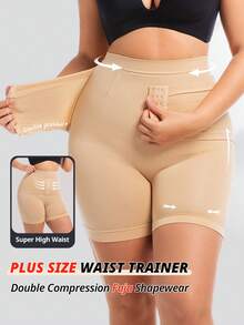 FLARIXA Quần lót định hình cạp cao liền mạch cỡ lớn cho nữ, quần lót định hình có khóa dán, quần lót định hình eo, quần lót định hình đùi - Màu be - Xem 1