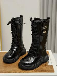 1 Pair Teen' Boots, New Autumn/Winter 2025 Collection, Teen's High-Top Boots, Mid-Calf Casual Versatile Outdoor Shoes