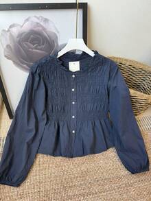 Women Blouses - Navy Blue - View 1