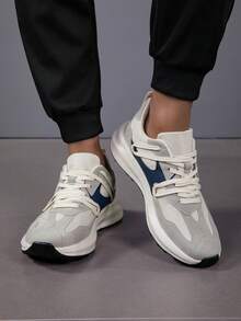 男士百搭轻便休闲舒适简约撞色户外运动鞋跑步鞋 - 米色 - 查看 6