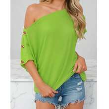 Women Blouses - Lime Green - View 2
