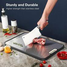 Dual-Sided Cutting Board | Pure Titanium (Lightweight & Durable)/ Wheat Straw PP (Natural Slip-Resistant) | Large Size 15.2x10.4 Inches | Kitchen, Restaurant, Picnic Use - màu đen - Xem 4