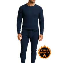 Men's 3 Pack Full Thermal Sets Ultra Soft 6 Piece Cotton Top And Bottom Set, Warm Cotton Long Johns, Winter Base Layer, Thermal Underwear For Men - 黑色/炭灰色/海軍藍 - 查看 4