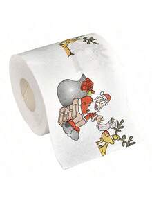 3/1 szt. rolki papieru toaletowego z nadrukiem świątecznym – biały papier, dekoracyjny wystrój domu z motywem Świętego Mikołaja, świąteczny prezent do kawiarni restauracyjnej