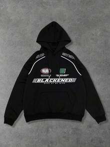 1pc Men's Hooded Sweatshirt - Polyester Solid Color Printed Hoodie, Loose Fit Pocket Pullover For Casual, Street, Outdoor, Sports, Campus Wear, Great Gift For Boyfriend/Husband, Spring/Autumn