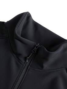 TECTOP Jachetă bărbătească toamnă/iarnă cu căptușeală termică, material elastic, moale și confortabilă, guler înalt cu fermoar, haină pentru drumeții în aer liber