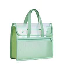 Large Capacity Student PP Twill Handbag, Portable Tote Bag With Mesh Double Layer Transparent School Supplies Bag