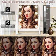 Lighted Vanity Makeup Mirror 3 Color Modes Dimmable Brightness 360° Rotation New , Suitable For Christmas And Halloween Decorations - White - View 7